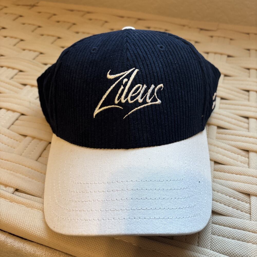 Zileus Corduroy Baseball Trucker Hat Blue With White Bill Adjustable Size New
